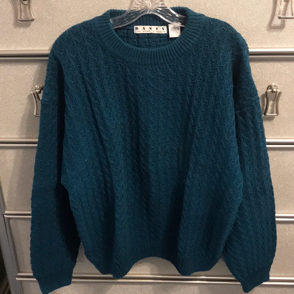 Teal Cable Knit Mens Sweater